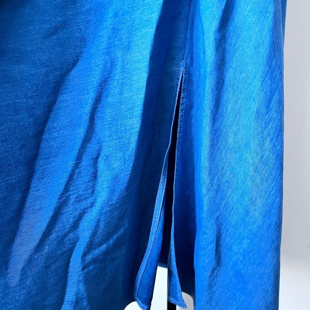 NWT AKRIS PUNTO Minimalist Washed Denim Midi Dress Cutout Kimono Sleeves Size 8 - Picture 10 of 14